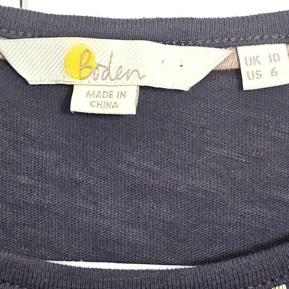 Boden Blue Gold Polka Dot Tshirt 6 Ruffle Sleeve Casual Transitional Summ - Picture 4 of 7